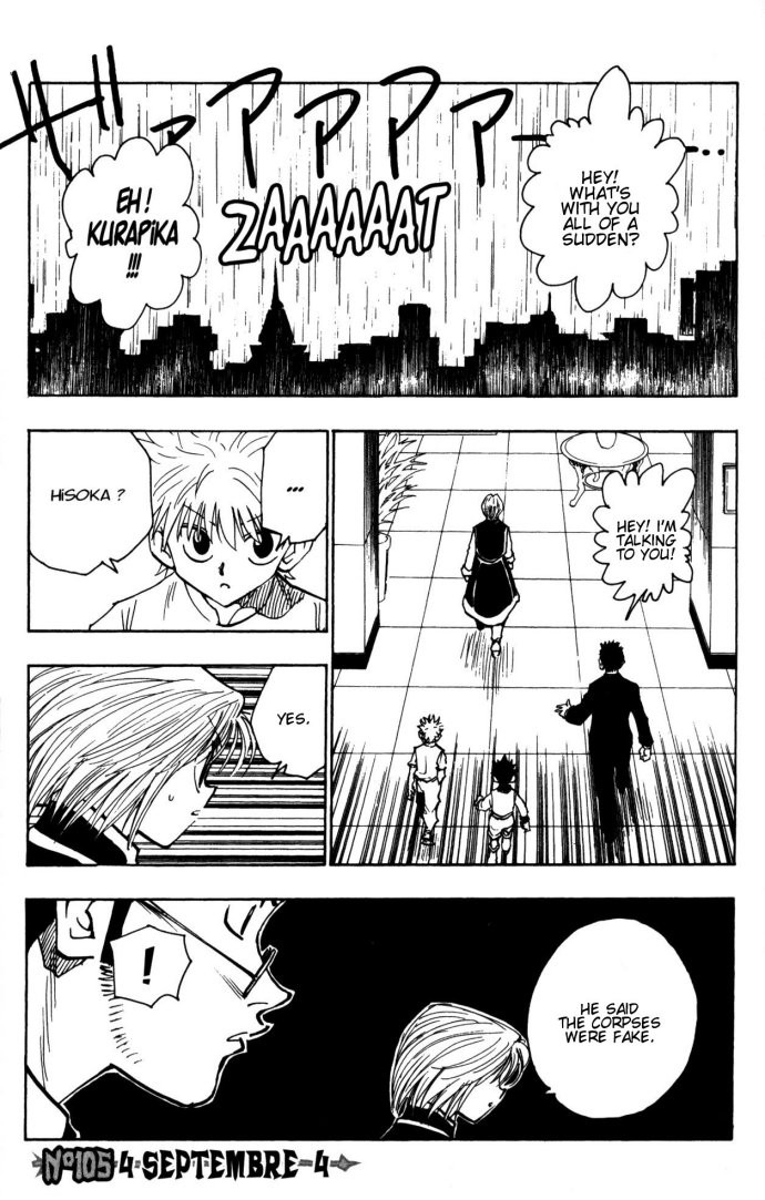 Hunter x Hunter Manga Chapter 105 page 1 - September 4th: Part 4