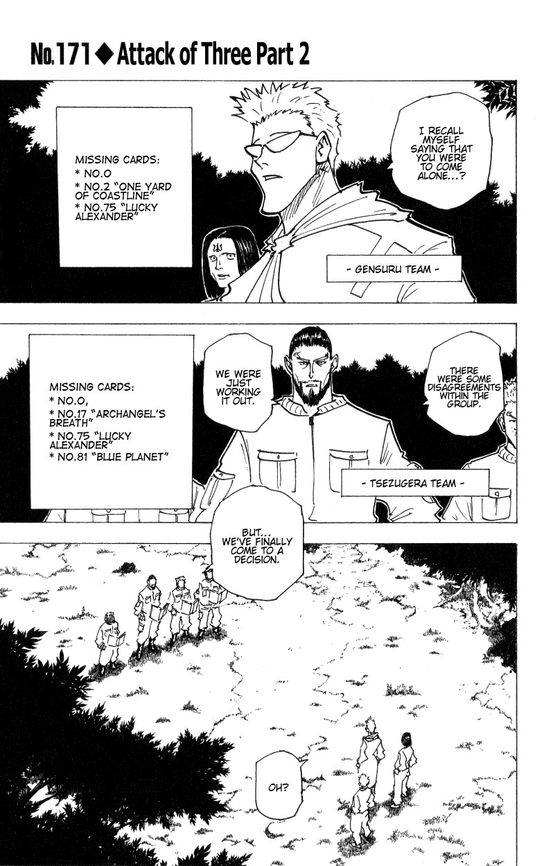 Hunter x Hunter Manga Chapter 171 page 1 - Three-Way Struggle: Part 2