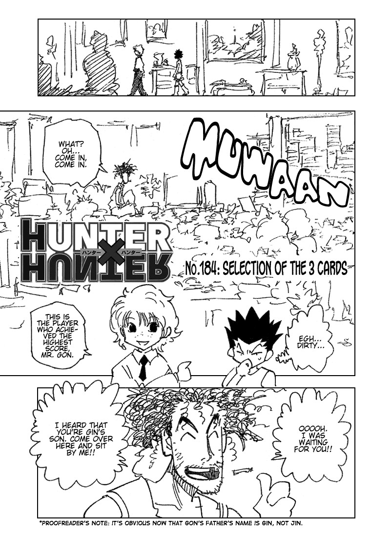 Hunter x Hunter Manga Chapter 184 page 1 - The Choice of Three Cards