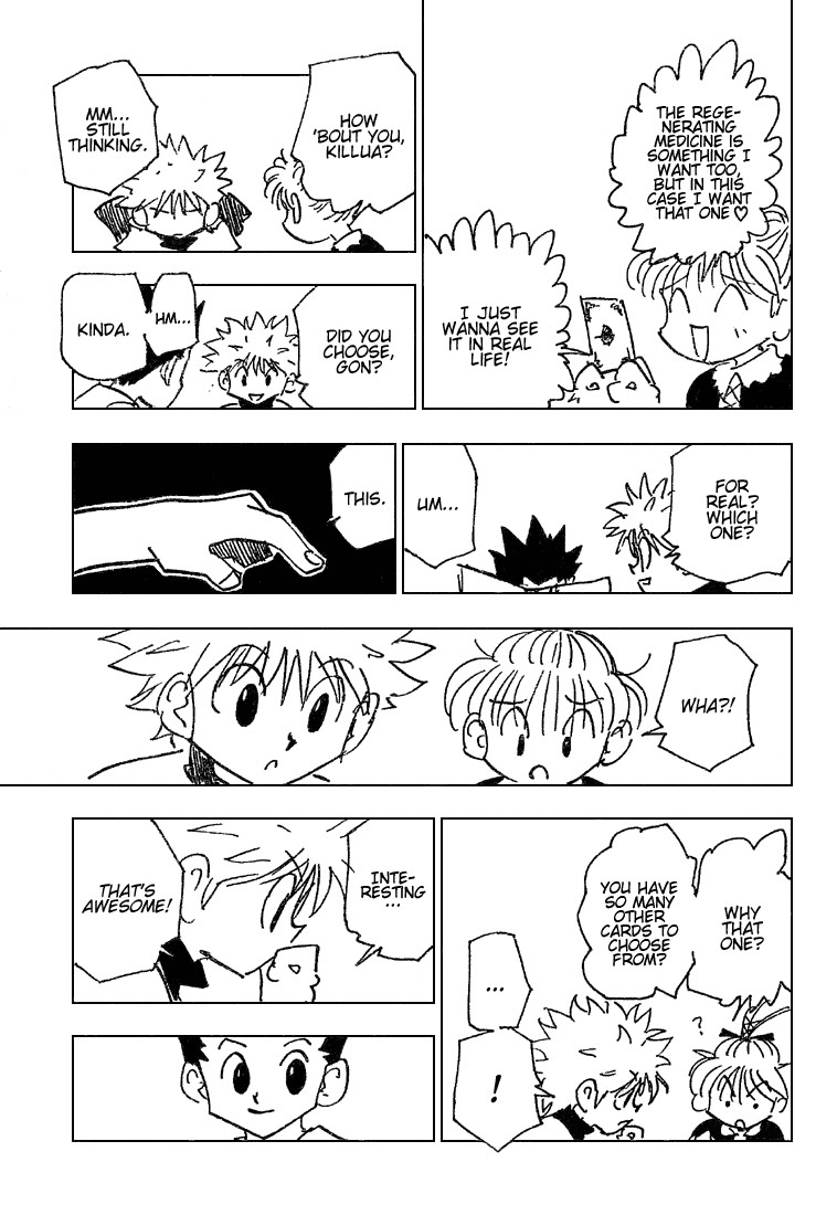 Hunter x Hunter Manga Chapter 184 page 13 - The Choice of Three Cards