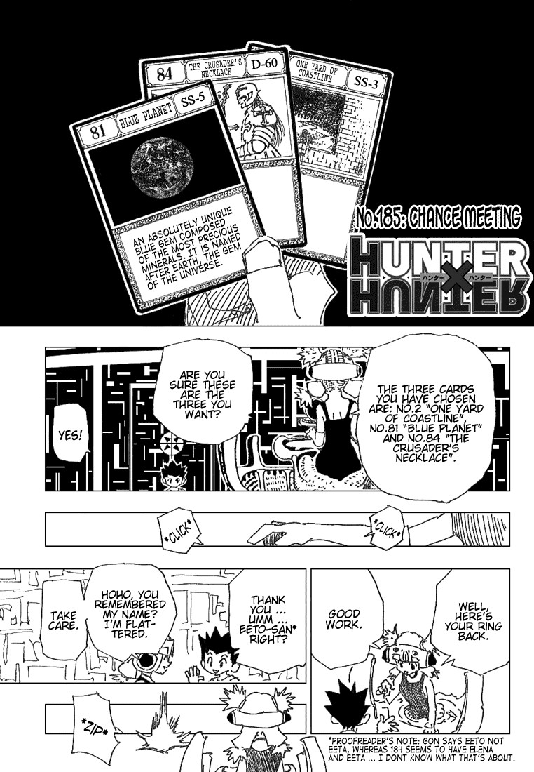 Hunter x Hunter Manga Chapter 185 page 3 - Chance Encounter