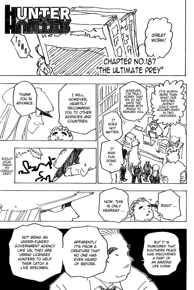 Hunter x Hunter Manga Chapter 187 page 1 - The Best Fodder