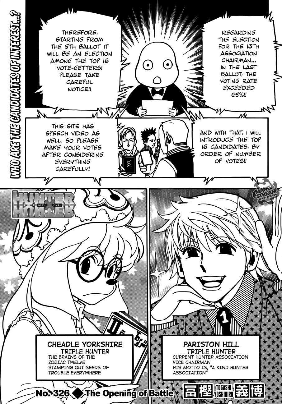 Hunter x Hunter Manga Chapter 326 page 1 - Open Hostilities