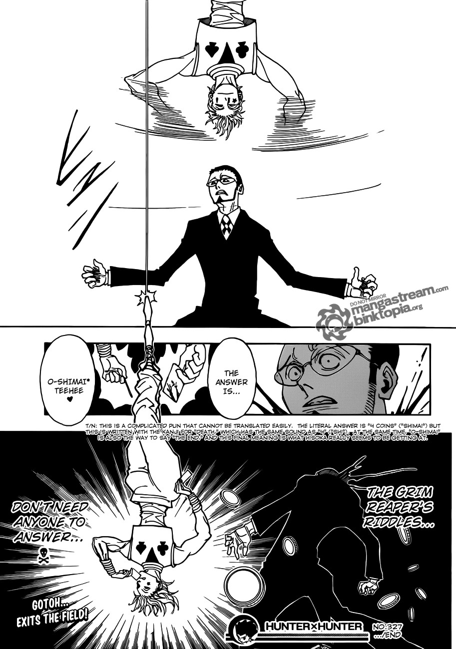 Hunter x Hunter Manga Chapter 327 page 19 - Riddle