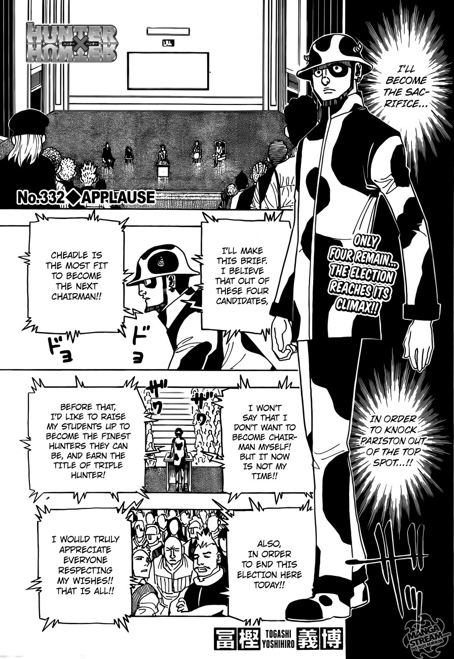 Hunter x Hunter Manga Chapter 332 page 1 - Applause