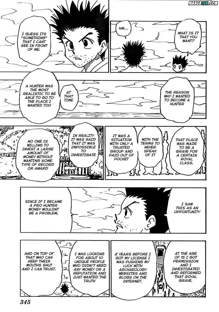 Hunter x Hunter Manga Chapter 338 page 12 - Atop a Tree
