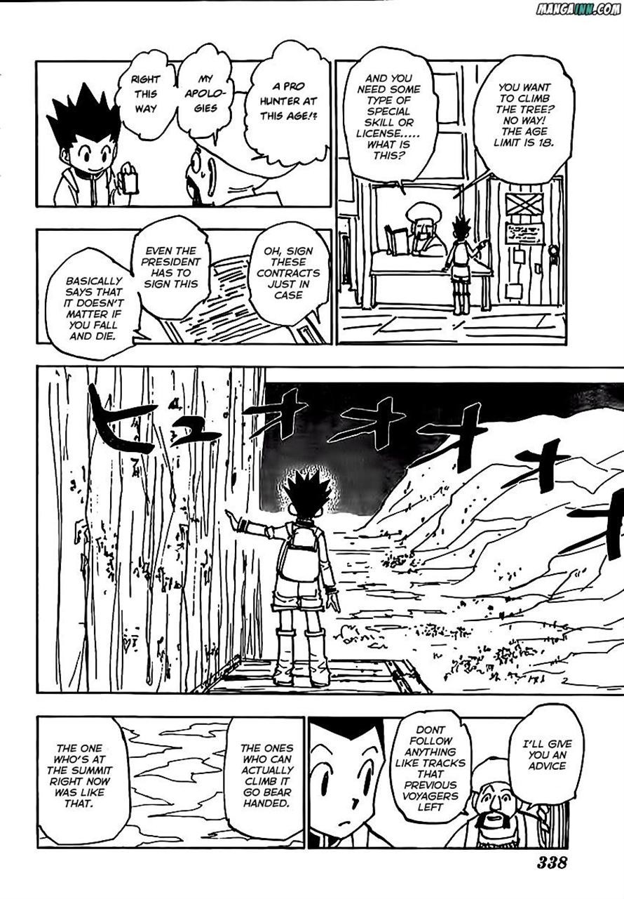 Hunter x Hunter Manga Chapter 338 page 6 - Atop a Tree
