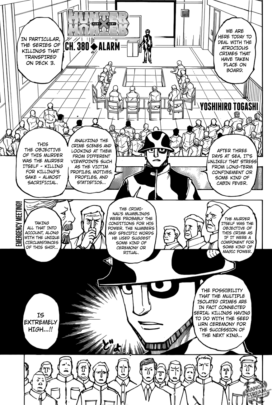 Hunter x Hunter Manga Chapter 380 page 1 - Alarm
