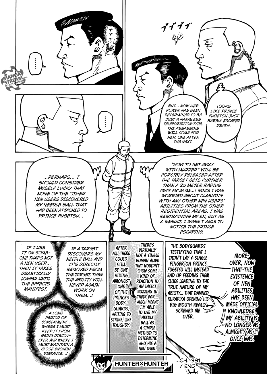 Hunter x Hunter Manga Chapter 381 page 18 - Predation