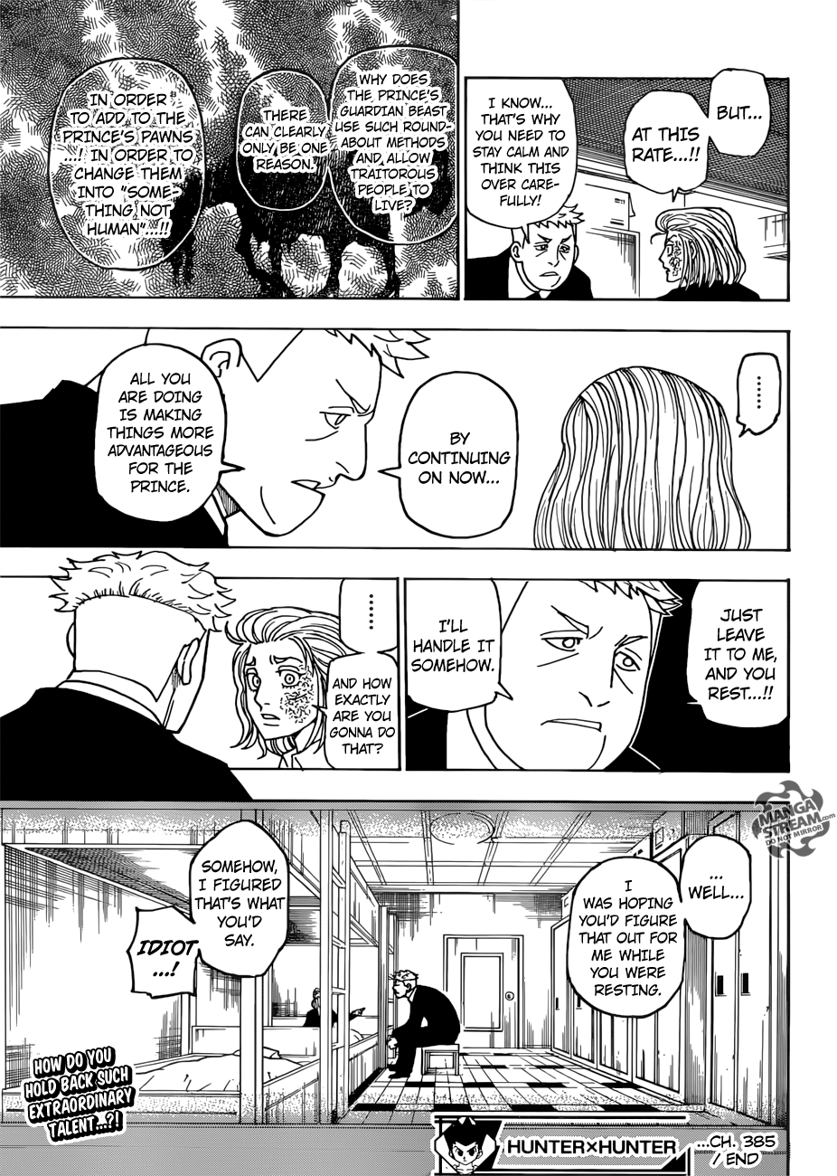 Hunter x Hunter Manga Chapter 385 page 19 - Warning