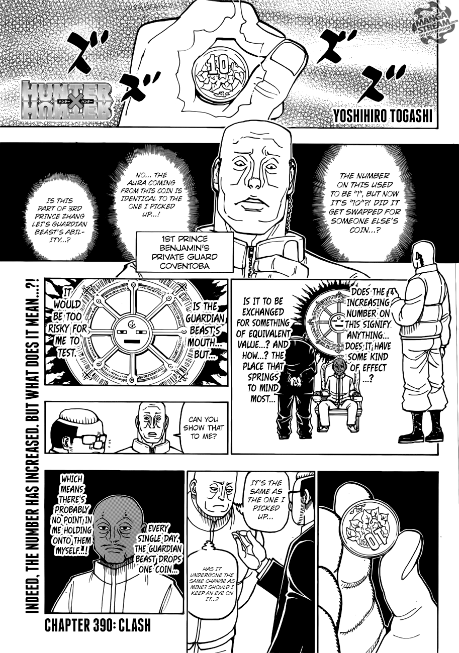 Hunter x Hunter Manga Chapter 390 page 1 - Clash: Part 1