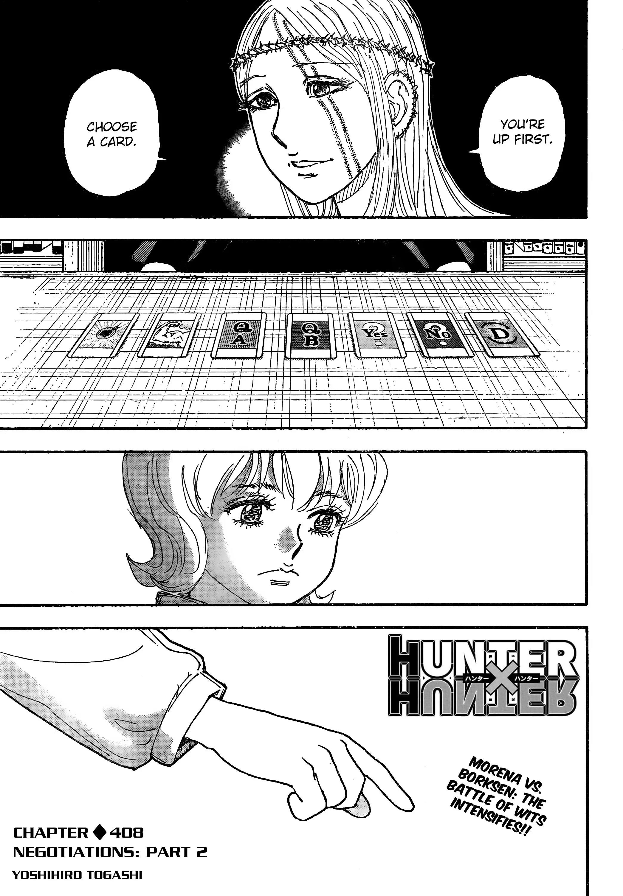 Hunter x Hunter Manga Chapter 408 page 1 - Negotiation: Part 2
