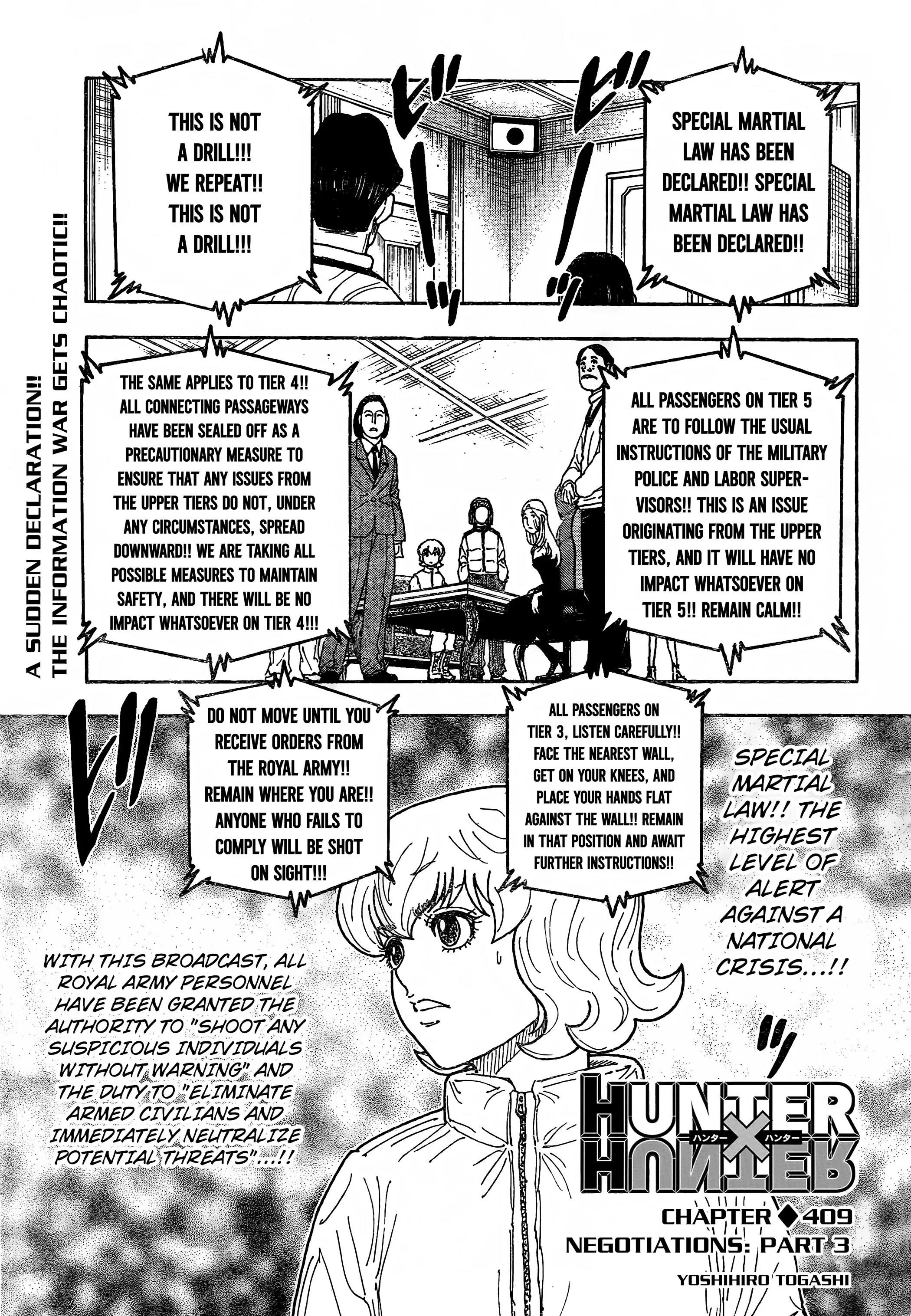 Hunter x Hunter Manga Chapter 409 page 1 - Negotiation: Part 3