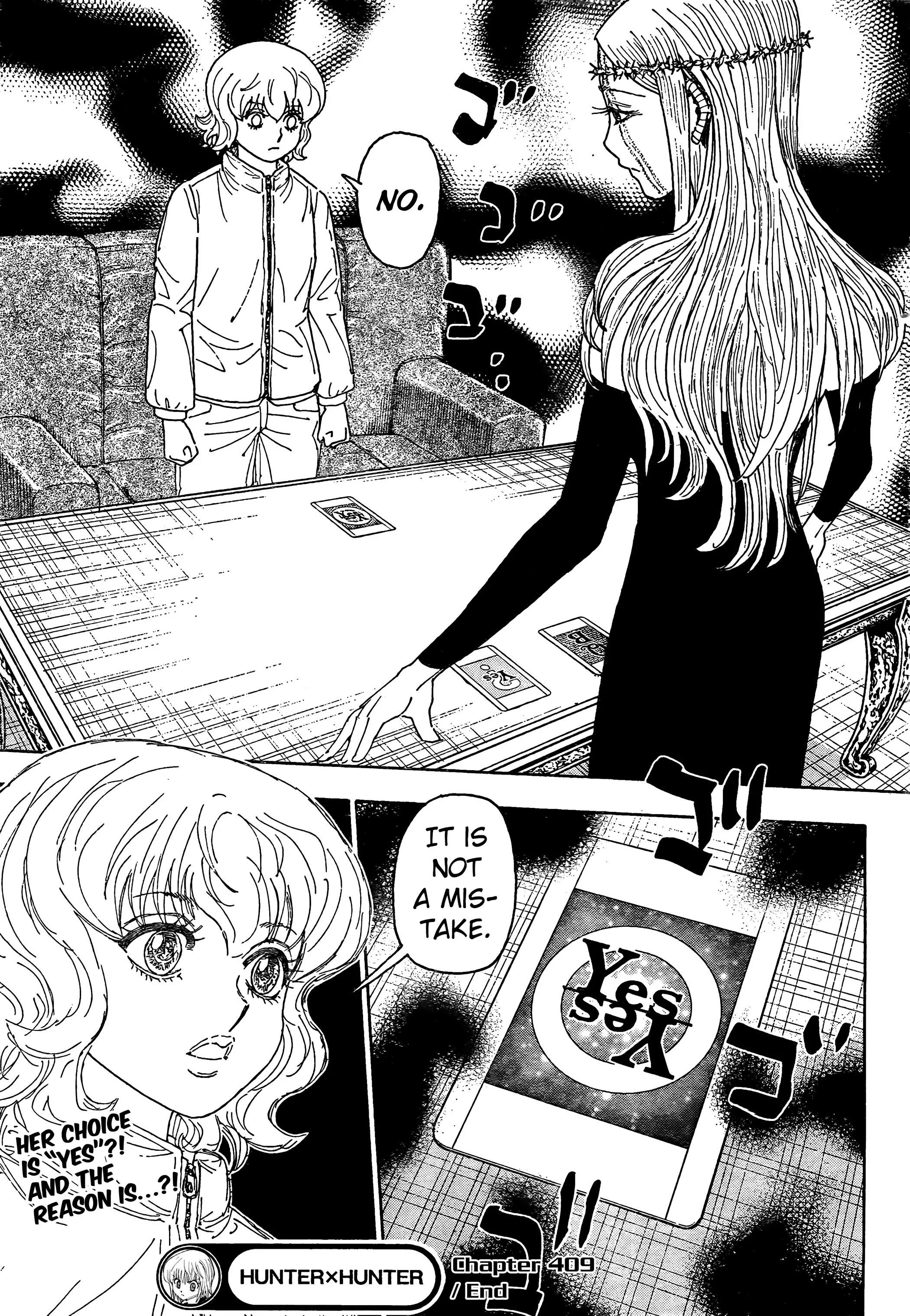 Hunter x Hunter Manga Chapter 409 page 19 - Negotiation: Part 3